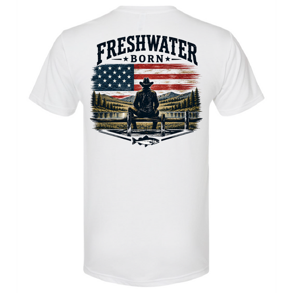 Freshwater Born- Red, White, and Reel Men's Triblend Tee