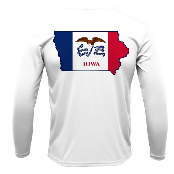 Des Moines, IA Freshwater Born State Flag Men's Long Sleeve UPF 50+ Dry-Fit Shirt