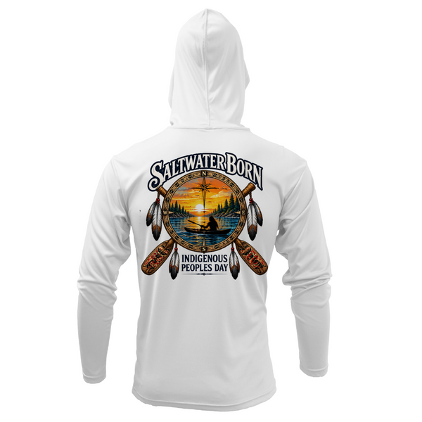 Indigenous People's Day Sunset Paddle Men's Long Sleeve UPF 50+ Dry-Fit Hoodie