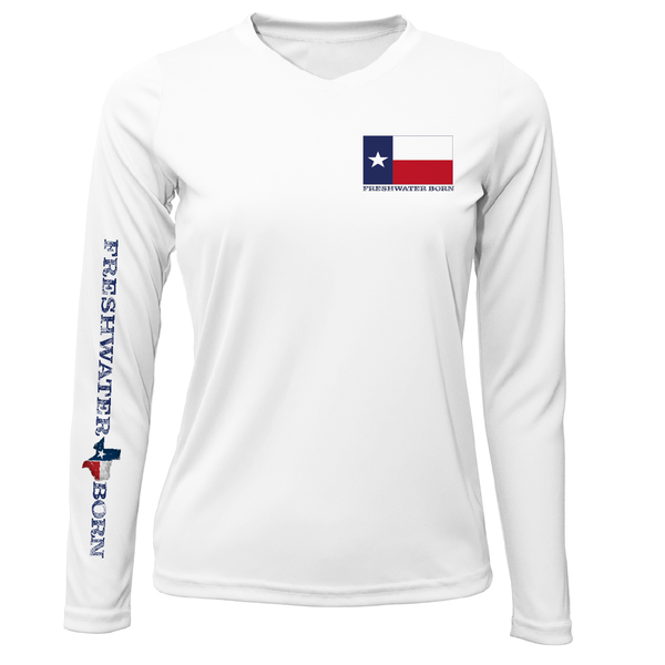 Lake Travis Freshwater Born Texas Flag Women's Long Sleeve UPF 50+ Dry-Fit Shirt