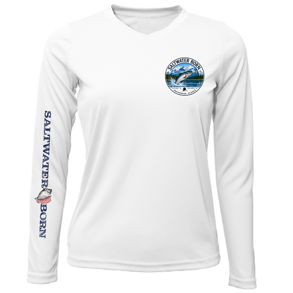 Anchorage, AK Salmon Women's Long Sleeve UPF 50+ Dry-Fit Shirt