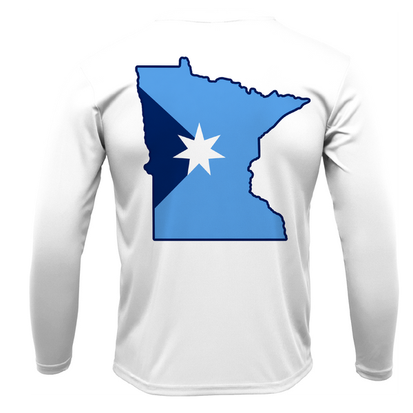 Bear Lake, MN Freshwater Born State Flag Men's Long Sleeve UPF 50+ Dry-Fit Shirt