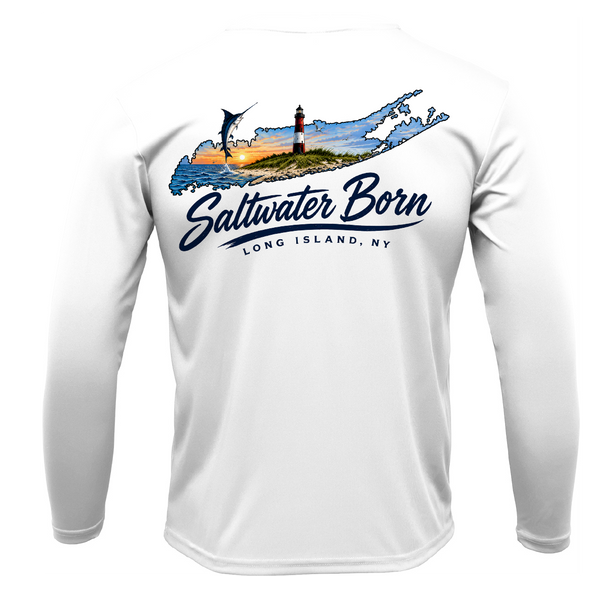 Long Island, NY Geography Men's Long Sleeve UPF 50+ Dry-Fit Shirt