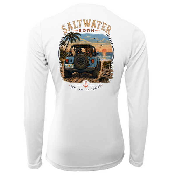 Saltwater Born Black and Brown Labs Women's Long Sleeve UPF 50+ Dry-Fit Shirt