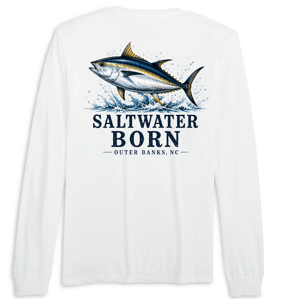 Outer Banks, NC Tuna Men's Cotton Long Sleeve Shirt