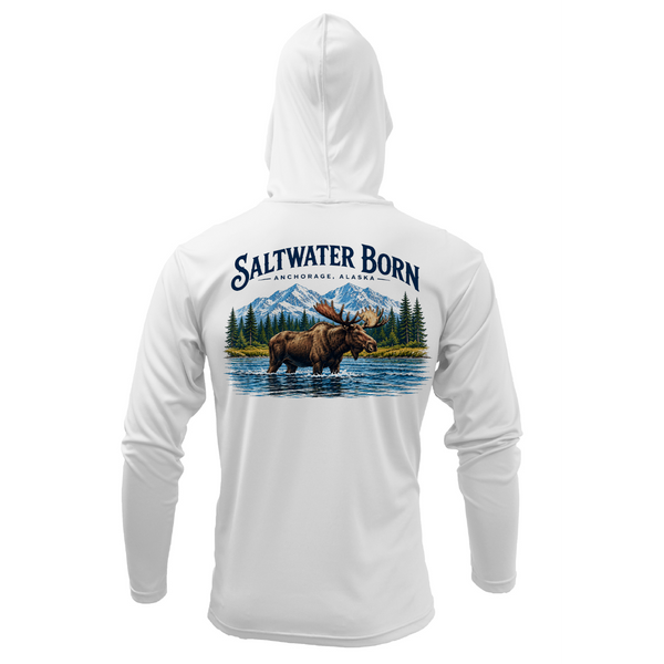 Anchorage, AK Mountain Moose Men's Long Sleeve UPF 50+ Dry-Fit Hoodie