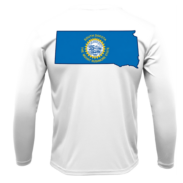 Pierre, SD Freshwater Born State Flag Men's Long Sleeve UPF 50+ Dry-Fit Shirt