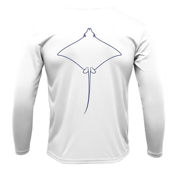 Eagle Ray Outline Men's Long Sleeve UPF 50+ Dry-Fit Shirt