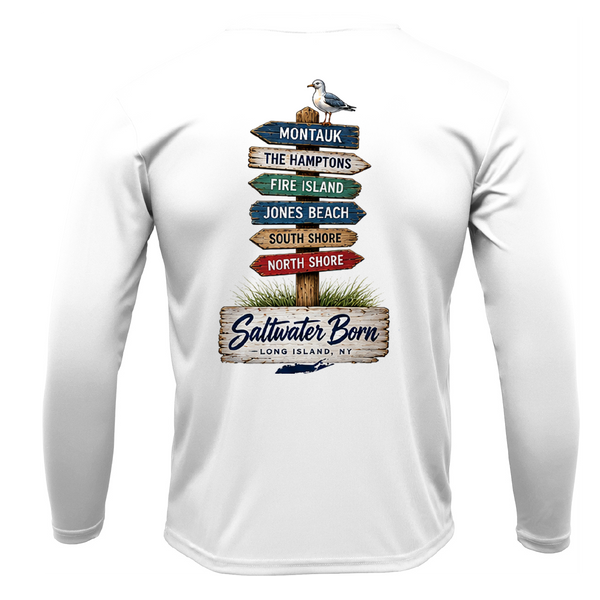 Long Island, NY Signs Men's Long Sleeve UPF 50+ Dry-Fit Shirt