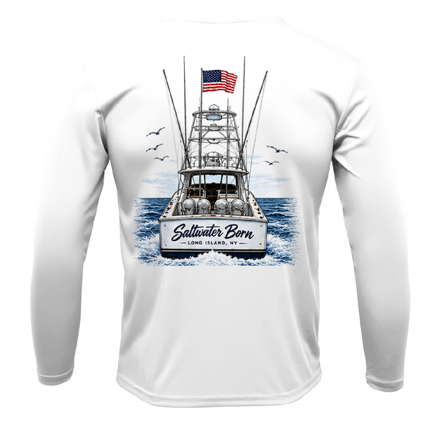Long Island, NY Saltwater Born Sportfish Men's Long Sleeve UPF 50+ Dry-Fit Shirt