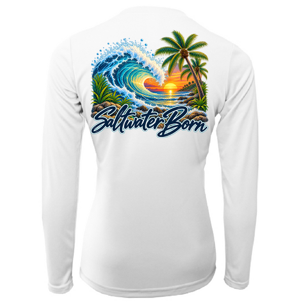 Saltwater Born Tropical Wave Women's Long Sleeve UPF 50+ Dry-Fit Shirt
