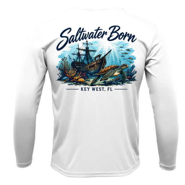 Key West, FL Sunken Pirate Ship Men's Long Sleeve UPF 50+ Dry-Fit Shirt