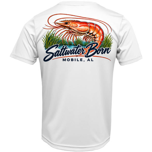 Mobile Bay, AL Shrimping Heritage Men's Short Sleeve UPF 50+ Dry-Fit Shirt