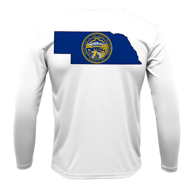 Nebraska Freshwater Born State Flag Men's Long Sleeve UPF 50+ Dry-Fit Shirt