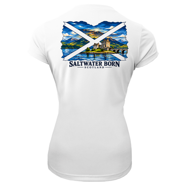 Saltwater Born Scottish Highlands Crossing Women's Short Sleeve UPF 50+ Dry-Fit Shirt