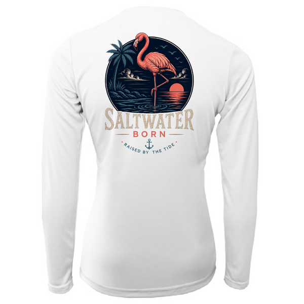 Saltwater Born Flamingo Women's Long Sleeve UPF 50+ Dry-Fit Shirt