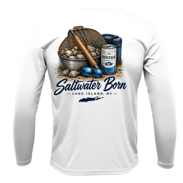 Beers, Clams, and Shades Long Island, NY Men's Long Sleeve UPF 50+ Dry-Fit Shirt