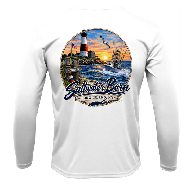 Long Island, NY Lighthouse Men's Long Sleeve UPF 50+ Dry-Fit Shirt