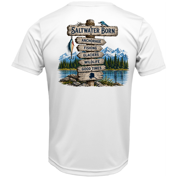 Anchorage, AK Adventure Signpost Men's Short Sleeve UPF 50+ Dry-Fit Shirt