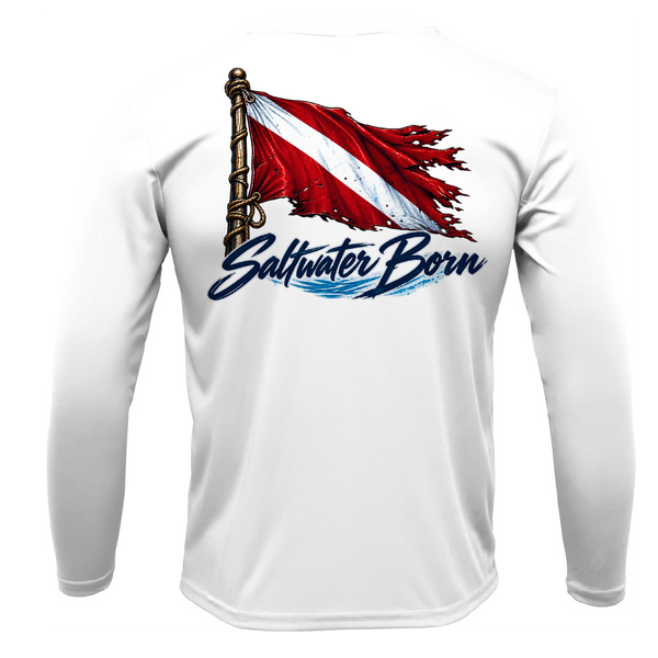 Saltwater Born Diver Down Dive Flag Men's Long Sleeve UPF 50+ Dry-Fit Shirt