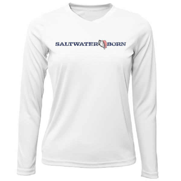 Saltwater Born Black and White Labs Women's Long Sleeve UPF 50+ Dry-Fit Shirt