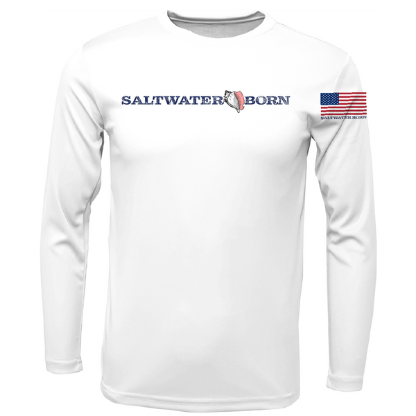 Eagle Ray Outline Men's Long Sleeve UPF 50+ Dry-Fit Shirt