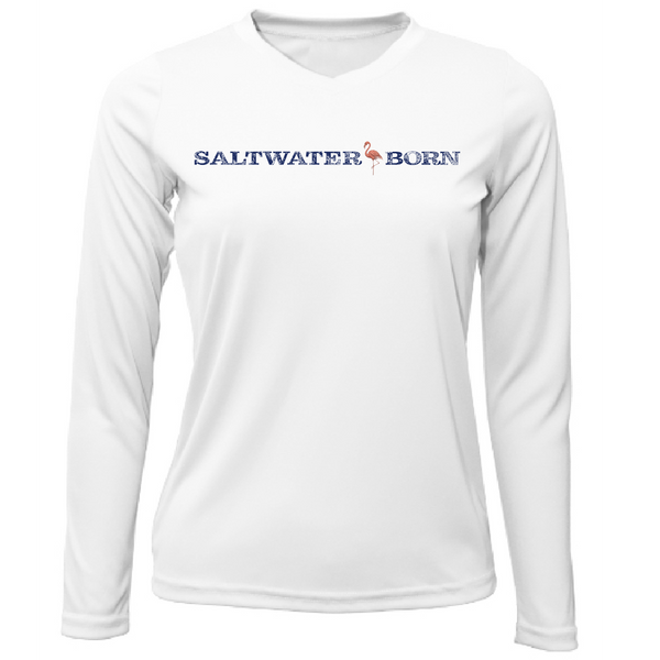 Saltwater Born Flamingo Women's Long Sleeve UPF 50+ Dry-Fit Shirt