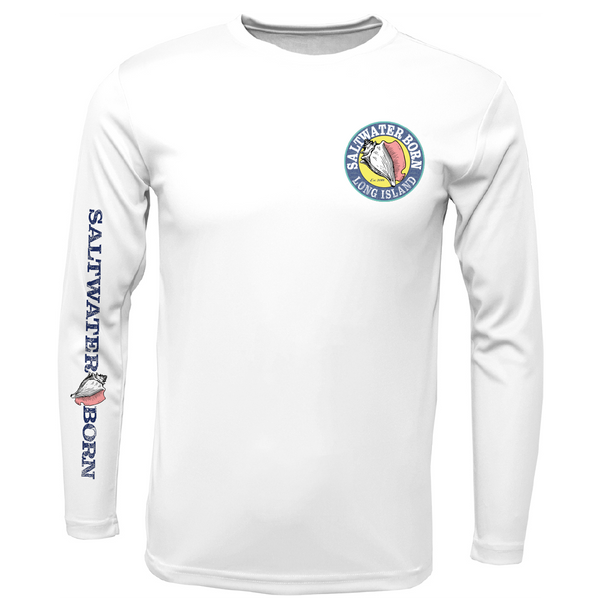 Long Island, NY State Flag Outline Men's Long Sleeve UPF 50+ Dry-Fit Shirt