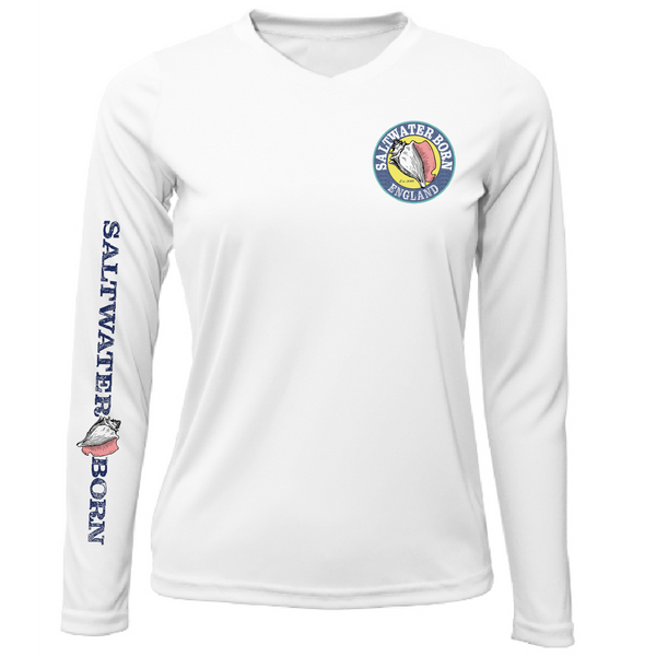 Saltwater Born England Coastal Harbour Women's Long Sleeve UPF 50+ Dry-Fit Shirt