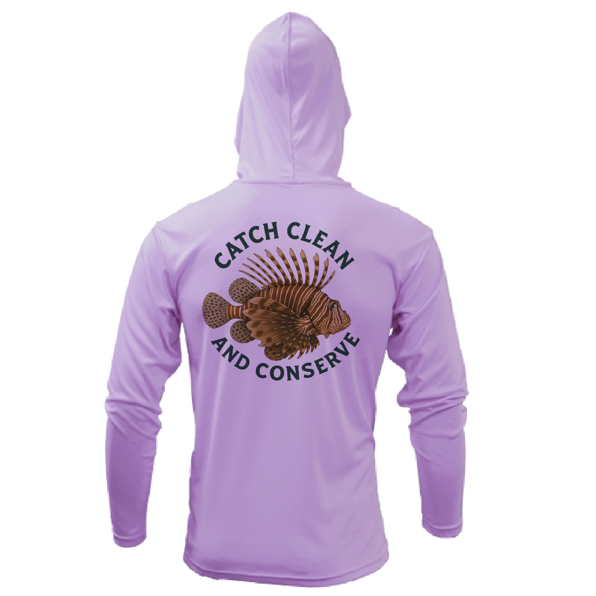 Key West, FL "Catch Clean Conserve" Lionfish Men's Long Sleeve UPF 50+ Dry-Fit Hoodie