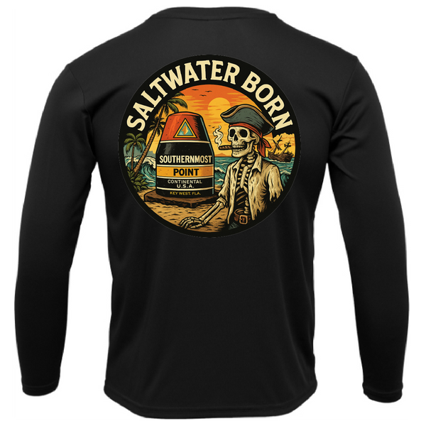 Key West, FL Pirate Men's Long Sleeve UPF 50+ Dry-Fit Shirt