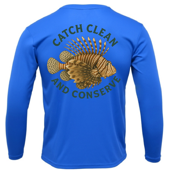 Key West, FL "Catch Clean Conserve" Lionfish Men's Long Sleeve UPF 50+ Dry-Fit Shirt