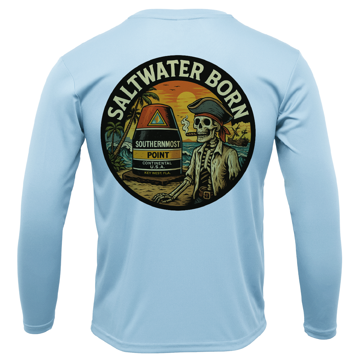 Key West, FL Pirate Men's Long Sleeve UPF 50+ Dry-Fit Shirt