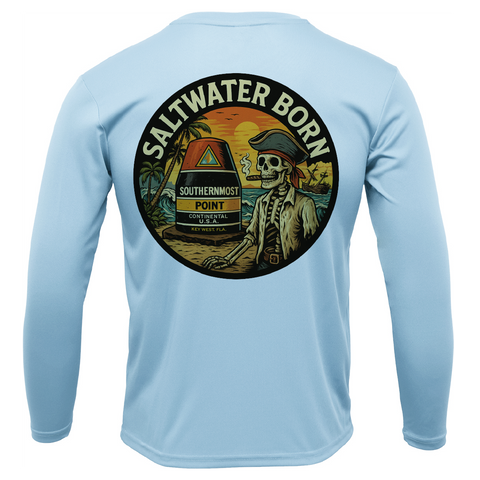 Key West, FL Pirate Men's Long Sleeve UPF 50+ Dry-Fit Shirt