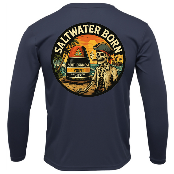 Key West, FL Pirate Men's Long Sleeve UPF 50+ Dry-Fit Shirt