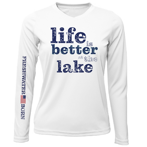 New York "Life is Better at the Lake" Women's Long Sleeve UPF 50+ Dry-Fit Shirt