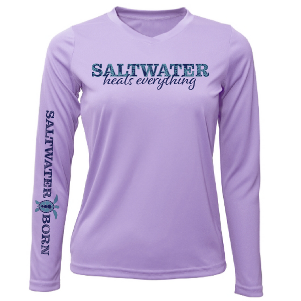 Key West, FL "Saltwater Heals Everything" Women's Long Sleeve UPF 50+ Dry-Fit Shirt