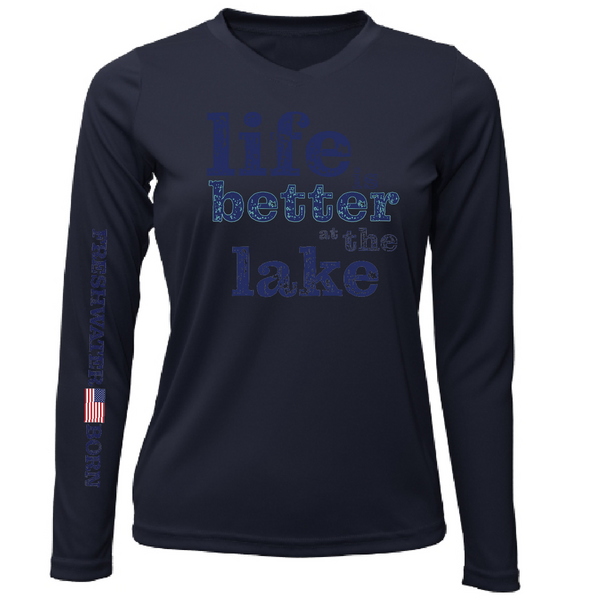 New York "Life is Better at the Lake" Women's Long Sleeve UPF 50+ Dry-Fit Shirt