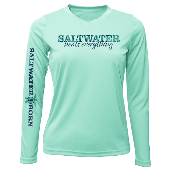"Saltwater Heals Everything" Clean Women's Long Sleeve UPF 50+ Dry-Fit Shirt
