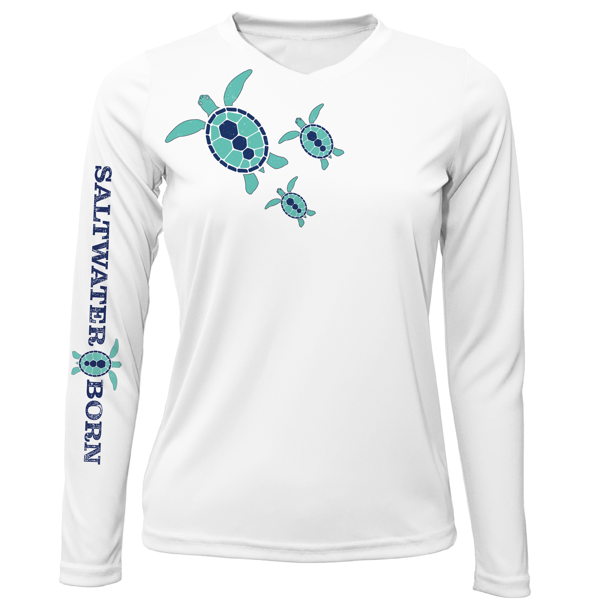 Toddler Swim Shirt | Sea Turtle Long Sleeve UPF Sun Shirt 2T / White