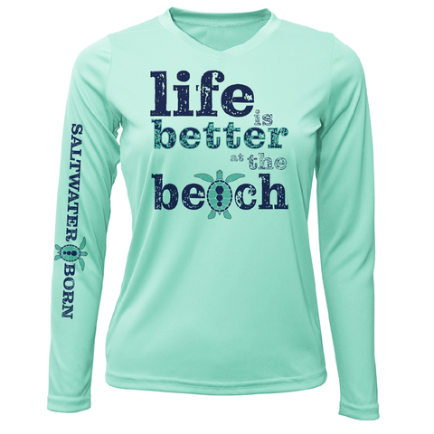 Camisa Dry-Fit de manga larga con protección solar UPF 50+ "Life Is Better At The Beach" Turtle