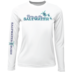 Key West, FL "Born On The Saltwater" Girl's Long Sleeve UPF 50+ Dry-Fit Shirt
