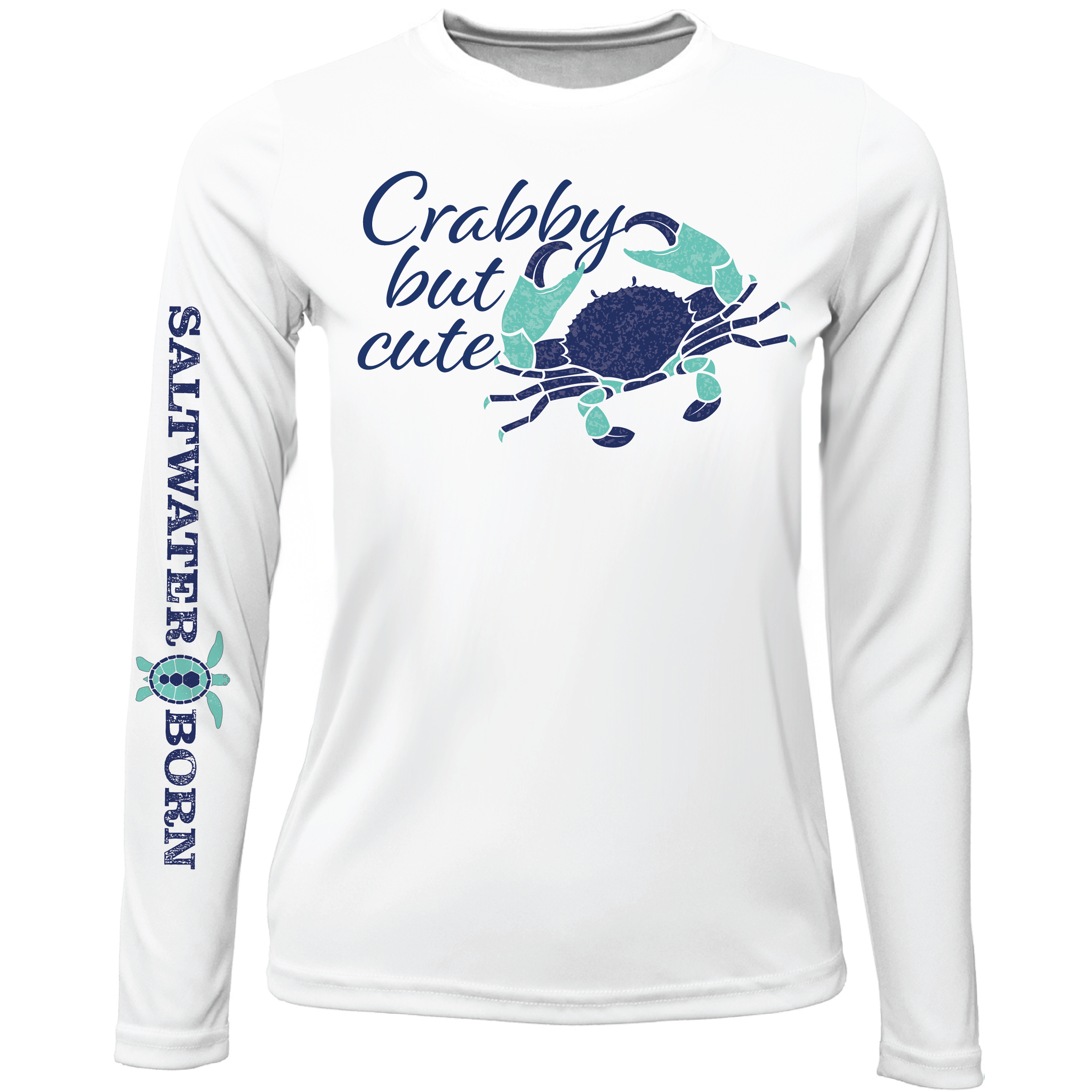 "Crabby But Cute" Girls Long Sleeve UPF 50+ Dry-Fit Shirt