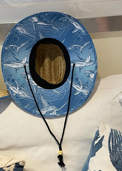 Sombrero de paja salvavidas con ala de tiburón de Siesta Key