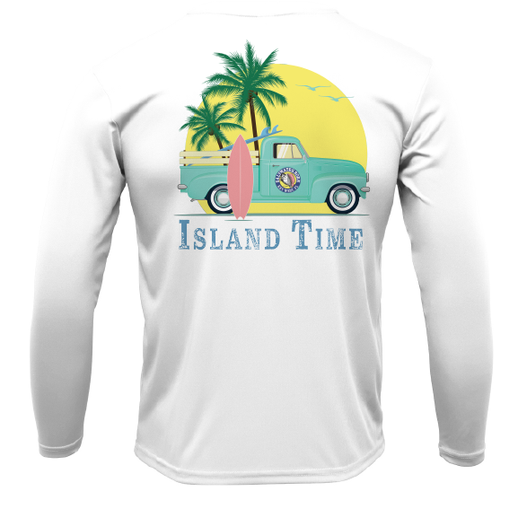 Key West, FL Island Time Camisa de manga larga con protección seca UPF 50+ para hombre