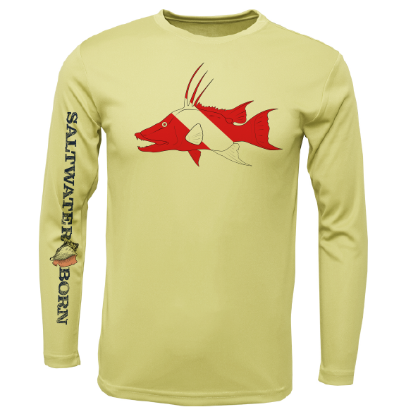 Key West, FL Hogfish Diver Men's Long Sleeve UPF 50+ Dry-Fit Shirt