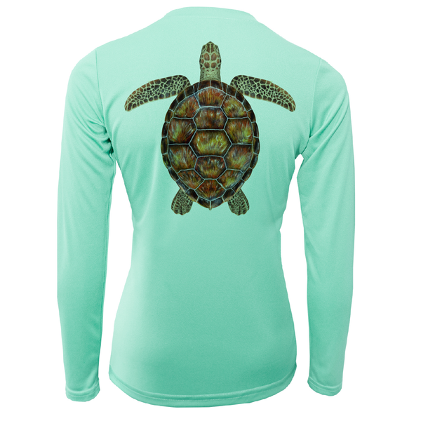 Key West Realistic Turtle Women's Long Sleeve UPF 50+ Dry-Fit Shirt
