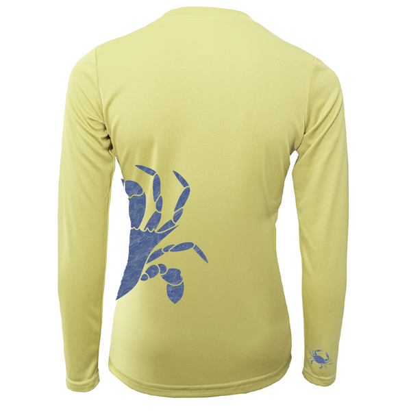 Camisa de manga larga con ajuste seco UPF 50+ para mujer Blue Crab Wrap