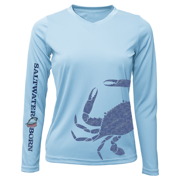 Blue Crab Wrap Women's Long Sleeve UPF 50+ Dry-Fit Shirt
