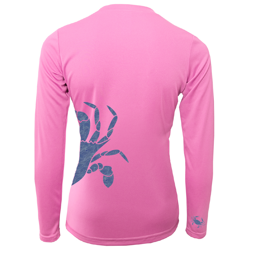 Camisa de manga larga con ajuste seco UPF 50+ para mujer Blue Crab Wra –  Saltwater Born